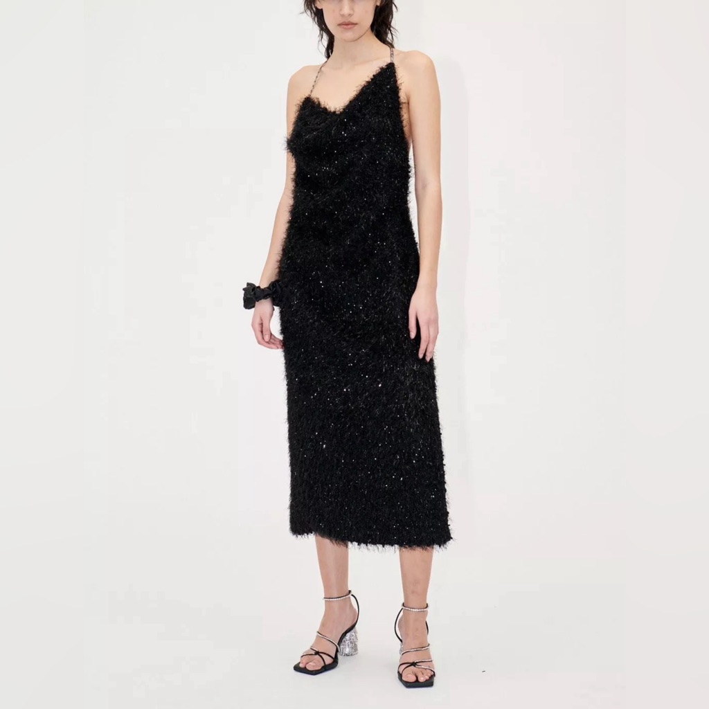 New Stine Goya Promise Dress In Fluffy Black Size L